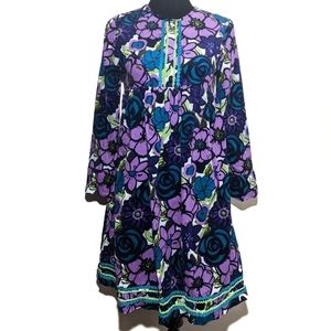 Corduroy Purple Floral Bell Sleeve Maxi Midi Modest Dress Girl's